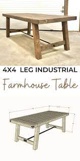 4x4 Leg Industrial Farmhouse Table In 2021 Industrial Farmhouse Table Farmhouse Table Industrial Dining Table