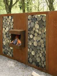 Large Fireplace With Wood Storage Any Interest Or Need Please Contact 86 15537295018 Mob Wechat Sichtschutz Garten Sichtschutz Garten Holz Gartengestaltung