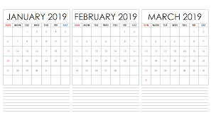 2019 First 3 Months Printable Calendar Calendar Template Printable Calendar Template Calendar Printables
