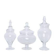 Check spelling or type a new query. Set Of 3 Clear Glass Apothecary Jars