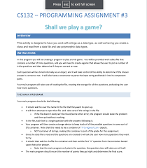 These trivia questions help your brain popping up some new ideas. Solved Cs132 Programming Assignment 3 Shall We Play A Chegg Com