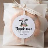 Adesivo Redondo Grande vaca de desenho animado