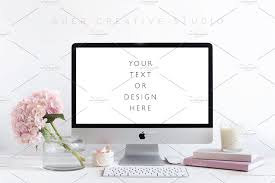 Landscape White Frame Mockup In 2020 Styled Desktop White Desk Accessories White Picture Frames