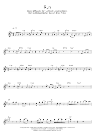 Run Sheet Music Snow Patrol Alto Sax Solo