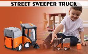 Coloring book for children, street. Amazon Com Street Sweeper Truck With Light Sound Effects Friction Powered Wheels Removable Garbage Can Rotating Brushes Heavy Duty Plastic Cleaning Vehicle Toy For Kids Children By Toy
