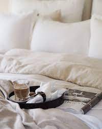 Linen Bedsheets Home Textile Soft Blankets Breakfast In Bed