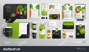 Corporate Branding Identity Mock Up Set Organic Food For Vegan Cafe Restaurant And Natural Food Shop Branding Identity Mockup Cafe Branding Packaging Template