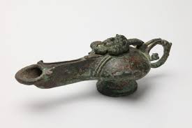 The original finishes would have been bronze, gilt or black. Large Ancient Egyptian Bronze Oil Lamp Ptolemaic Period C 2nd 1st Century Bc