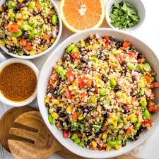 Ingredients · 1/3 cup fresh lemon juice · 1/3 cup olive oil · 3 tbsp chopped fresh cilantro · sea salt and fresh ground black pepper, to taste · 1 cup quinoa, rinsed . Southwest Quinoa Salad Recipe Debra Klein Easy Plant Based Recipes