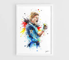 Oliver Kahn Bayern Munich A3 Art Prints Of The Original Watercolors Paintings Football Poster Art Prints Posters Art Prints Soccer Artwork