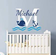 Amazon Com Custom Whale Name Wall Decal Whale Name Wall Decals For Kids Rooms Boys Name Wall Decal Nursery Baby Boy Room Decor Nautical Wall Decals Anchor Wall Decal Vinyl Sticker Decals Vs27