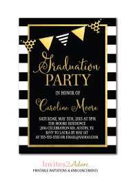 Black And White Party Invitations Black White Stripe Graduation Party Invitation Black Etsy Graduation Party Invitations Graduation Invitations Floral Graduation Party