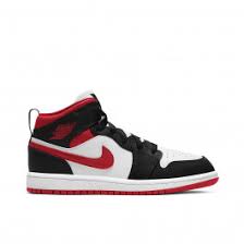 Jordan 1s red and black and white. Air Jordan 1 Mid Black White Red Ps Lifestyle Kids Shoes Grosbasket