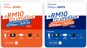 Upgrade streamyx to unifi now for a faster internet free for 3 months. Unifi 30mbps At Rm139 Month 50mbps At Rm189 Month