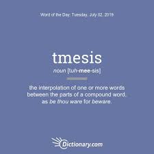 Tmesis Word Of The Day July 2 2019 Uncommon Words Cool Words Word Of The Day