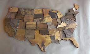 Contiguous Usa Map Wall Art Wooden State Art By Wallartwooden Wood Map Art Map Wall Art United States Map Art