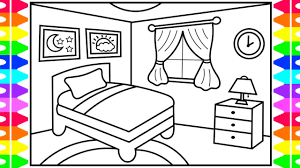 Download and print these girls bedroom coloring pages for free. How To Draw A Bedroom Step By Step For Kids Bedroom Drawing Bedroom Coloring Pages For Kids Youtube