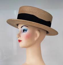 Cappello da barca in paglia vintage inglese "BON TON IVY" Cappello da barca  in paglia per vela Cappello da barca in stile estivo Moda vintage Copricapo  Regali di compleanno Oggetti di scena