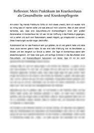 Check spelling or type a new query. Reflexion Mein Praktikum Im Krankenhaus Als Gesundheits Und Krankenpflegerin Reflexion