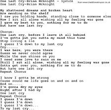 Love Song Lyrics For One Last Cry Brian Mcknight