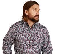Ariat Men's Casual Series Long Sleeve Print Button Down Shirt - Bella Donna  (Closeout)