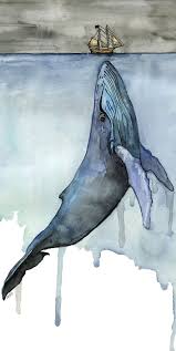 Watercolor Whale Painting Print Titled Fathoms Below Boat Whale Art Whale Print Beach Decor Whale Nursery Humpb Whale Art Whale Painting Art Painting