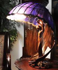 A tiffanystyle floor lamp good reason. Flying Lady Tiffany Style Bronze Lamp With Tanzanite Stained Glass Wings Bronze Lamp Lamp Cool Floor Lamps