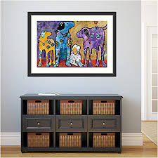 Amanti Art Cast of Characters Dogs by Jenny Foster Wood Framed Wall Art  Print 33 H x 45 W Black
