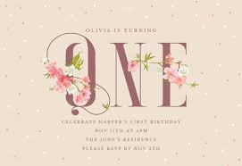 Template Birthday Invitation Card Design Png Floral One First Birthday Invitation Template Customize Add Text Birthday Invitation Templates First Birthday Invitations 1st Birthday Invitation Template