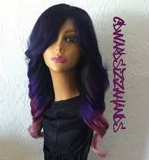 Black And Purple Ombre Wig Black Blue Purple Ombre Wig By Hungerpainz On Etsy 200 00 Beautiful Hair Color Wig Hairstyles Ombre Wigs