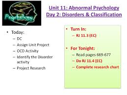 Unit 7 Abnormal Psychology Day 2 Anxiety Disorders Ppt
