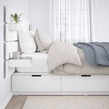 Nordli Bedframe Met Opberger En Hoofdeinde Wit 140x200 Cm Ikea 140x200 Bedframe Hoofdeinde White Bed Frame Bed Frame With Storage Headboards For Beds