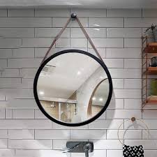 Round bathroom mirrors will also perfectly suit spaces that are looking to create smooth lines and a more decorative feel. Color White Size 38cm Wall Mount Mirror Modern Large Round Adjustable Hanging Strap Wall Mount Vanity Mirror Bedroom Bathroom Mirrors Home Jatenghalaltrainingcenter Com
