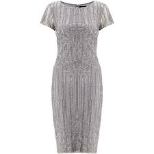 Adrianna Papell Mid Length Beaded Cocktail Dress Silver Grey 270 Liked On Polyvore Gray Cocktail Dress Sparkly Cocktail Dress Embellished Cocktail Dress