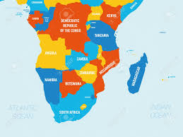 Map of africa with names. Southern Africa Map 4 Bright Color Scheme High Detailed Political Map Of Southern African Region With Country Ocean And Sea Names Labeling Royalty Free Cliparts Vectors And Stock Illustration Image 157107417