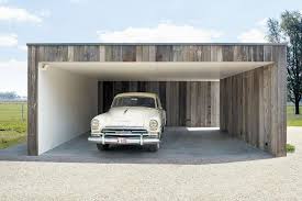 Carport Double En Bois Avec Remise Et Terrasse Couverte A Olsene Garage Moderne Abri De Voiture Moderne Dessins Carport