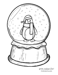 Descarga De La Pagina Para Colorear Awesome Snow Globe Winter Snow Globe Con Un Pinguino Para Colorear Penguin Coloring Pages Globe Drawing Penguin Coloring