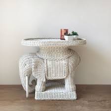 Vintage Wicker Elephant Plant Stand Rattan End Table Wicker Elephant Vintage Wicker Elephant Plant