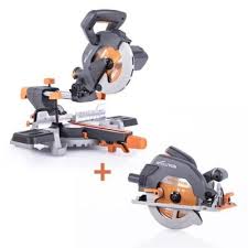 Evolution Power Tools 7 1 4 In Sliding Miter Saw And Circular Saw Combo With Multi Material Blades For Wood Decking Metal Laminate Plastic R185smsccs The In 2020 Circular Saw Wood Deck Miter Saw