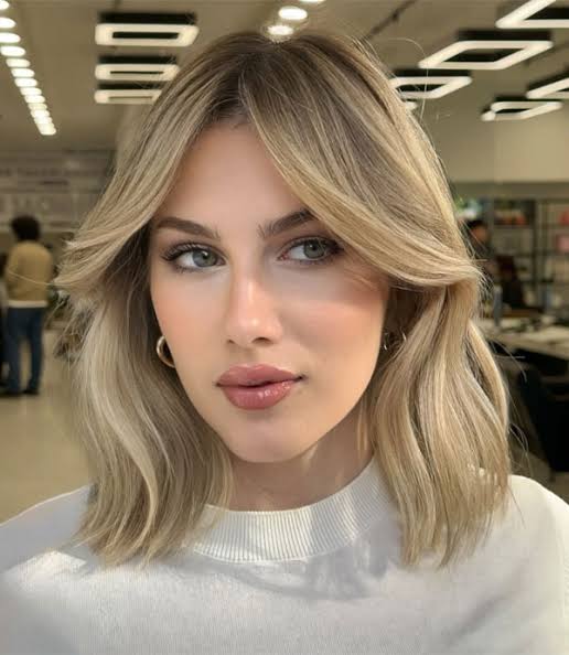 Medium Length Curtain Bangs with Soft Face-Framing Layers For Thin Hair