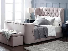 Classic style upholstered queen bed with wingback and nailheads. Wingback Bed Frame Upholstered Queen Bed Frame With Tufted Headboard Intended For Tufted Hea Queen Upholstered Bed Upholstered Beds Upholstered Queen Bed Frame