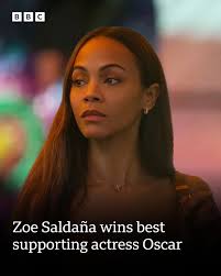 Zoe Saldaña has won best supporting actress at the #Oscars for her role in  Emilia Pérez. Follow live: https://bbc.in/3D160Fu