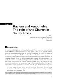 Pdf Racism And Xenophobia The Role Of The Church In South Africa