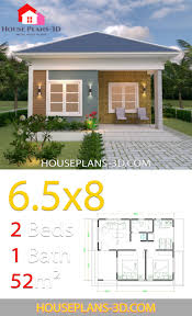 House Design Plans 6 5x8 With 2 Bedrooms Hip Roof House Plans 3d House Designs Exterior Small House Design Bungalow House Design