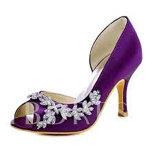 Peep Toe Slip On Rhinestone Women S Heel Wedding Shoes Wedding Shoes Heels Purple Wedding Shoes Wedding High Heels