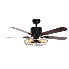 Industrial ceiling fans settings and usage. Luxurefan Vintage Industrial Ceiling Fan Light For Restaurant Living Room With Create Iron Cage Cover Pull Chain Remote And 5 Reversible Wood Leaves 48inch Buy Online In Bahamas At Bahamas Desertcart Com Productid 59075340