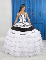 Black And Pink Charro Quince Dress White Black Off Shoulder Charro Dress By House Of Wu La Glitter 24050 Charro Dresses White Quinceanera Dresses Quinceanera Dresses