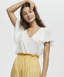 Volanli Kisa Kollu Bluz 3 Women Nightwear Ruffled Sleeve Top Fashion
