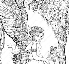 Portrait Of A Girl Angel Decorated Floral Elements Pdf Etsy In 2020 Coloring Pages Angel Coloring Pages Fairy Coloring Pages