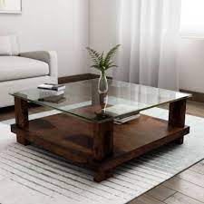 Brown/black medium round wood coffee table with storage shelf. Induscraft Sheesham Wood Glass Coffee Table Price In India Buy Induscraft Sheesham Wood Glass Coffee Table Online At Flipkart Com